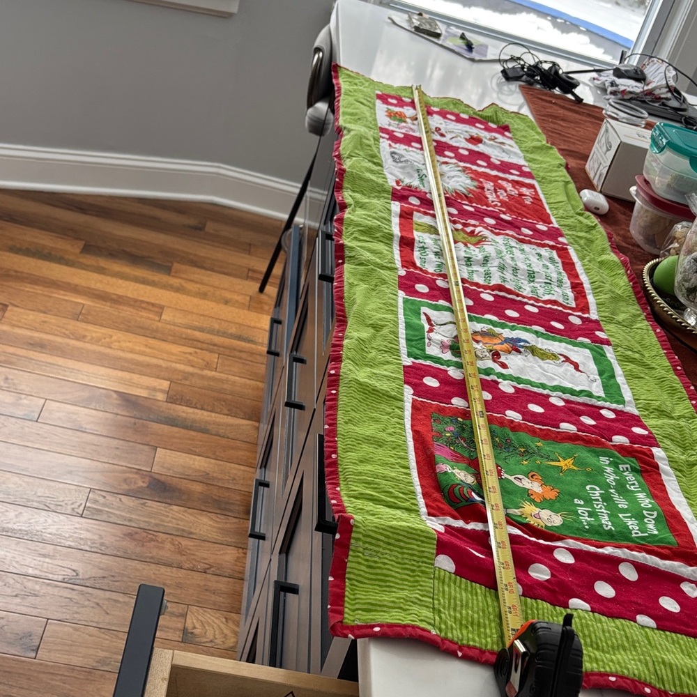 Festive Green and Red Holiday Table Runner